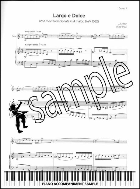 piano accompaniment sample page from Trinity College London Flute Grade 5 from 2023