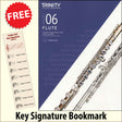 front cover of Trinity College London Flute Grade 6 from 2023 together with free Treble Clef bookmark