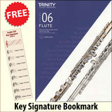 front cover of Trinity College London Flute Grade 6 from 2023 together with free Treble Clef bookmark