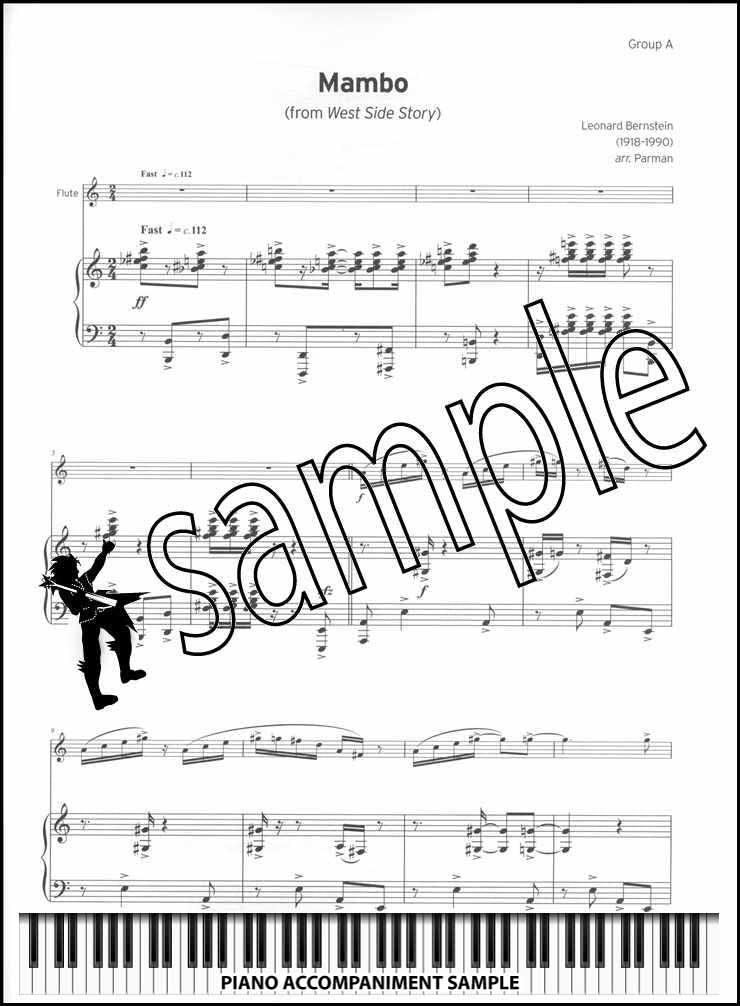 piano accompaniment sample page from Trinity College London Flute Grade 7 from 2023