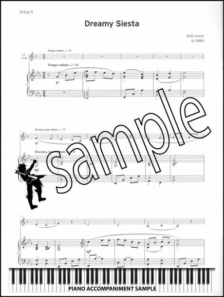 piano accompaniment sample page from Trinity College London Clarinet Initial from 2023