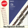 front cover of Trinity College London Clarinet Grade 6 from 2023 together with free Treble Clef bookmark