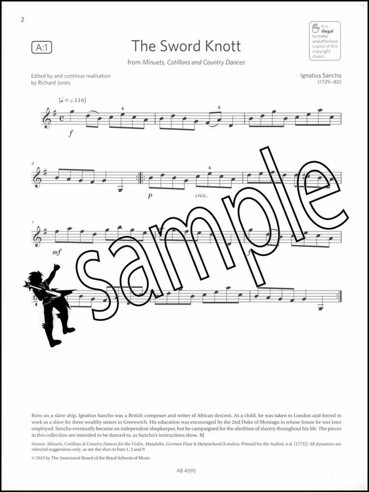 1st sample page from ABRSM Violin Exam Pieces Grade 1 from 2024 (Violin Part)