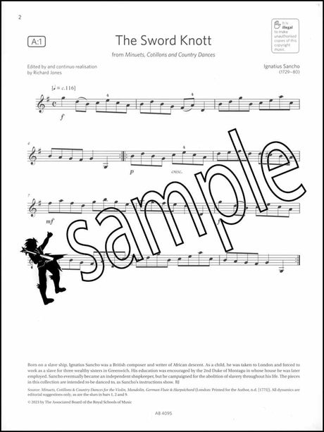 1st sample page from ABRSM Violin Exam Pieces Grade 1 from 2024 (Violin Part)