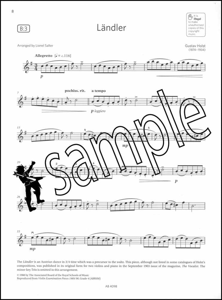 2nd sample page from ABRSM Violin Exam Pieces Grade 4 from 2024 (Violin Part)