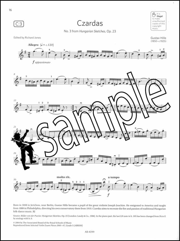 3rd sample page from ABRSM Violin Exam Pieces Grade 5 from 2024 (Violin Part)