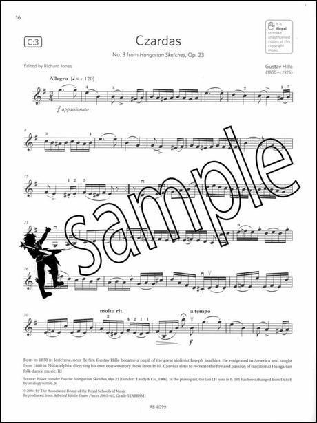 3rd sample page from ABRSM Violin Exam Pieces Grade 5 from 2024 (Violin Part)