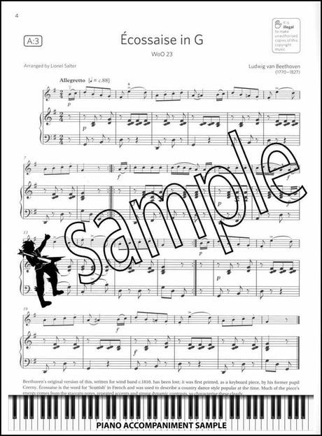 piano accompaniment sample page from ABRSM Violin Exam Pieces Grade 2 from 2024 (Violin/Piano)