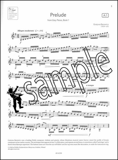 1st sample page from ABRSM Violin Exam Pieces Grade 4 from 2024 (Violin/Piano)