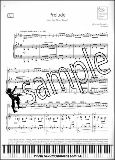 piano accompaniment sample page from ABRSM Violin Exam Pieces Grade 4 from 2024 (Violin/Piano)