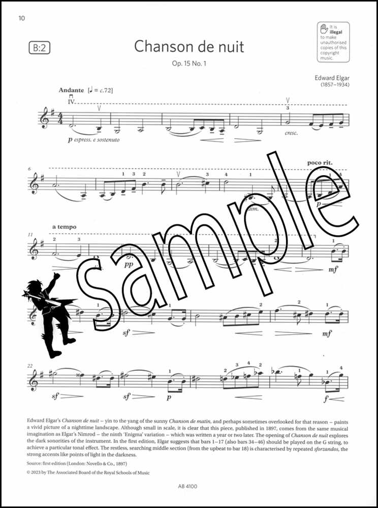 2nd sample page from ABRSM Violin Exam Pieces Grade 6 from 2024 (Violin/Piano)