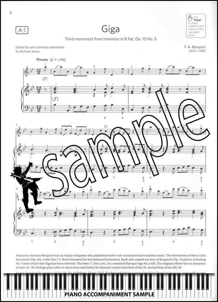 piano accompaniment sample page from ABRSM Violin Exam Pieces Grade 6 from 2024 (Violin/Piano)