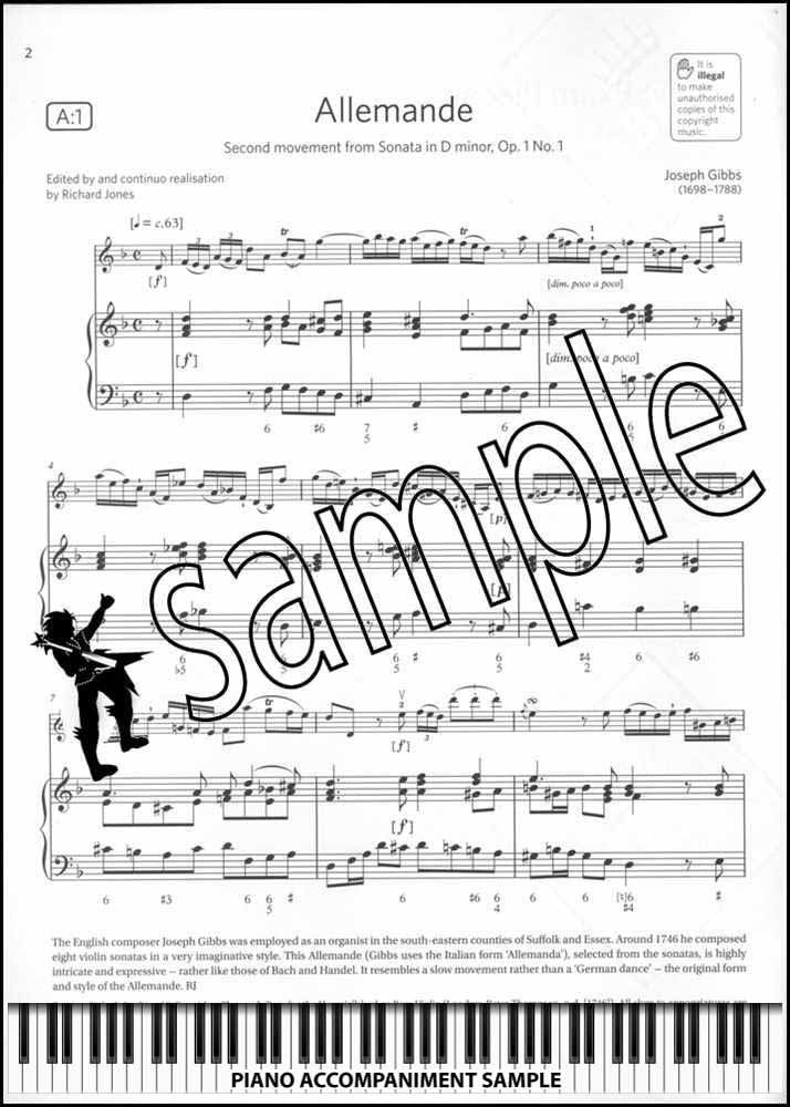 piano accompaniment sample page from ABRSM Violin Exam Pieces Grade 7 from 2024 (Violin/Piano)