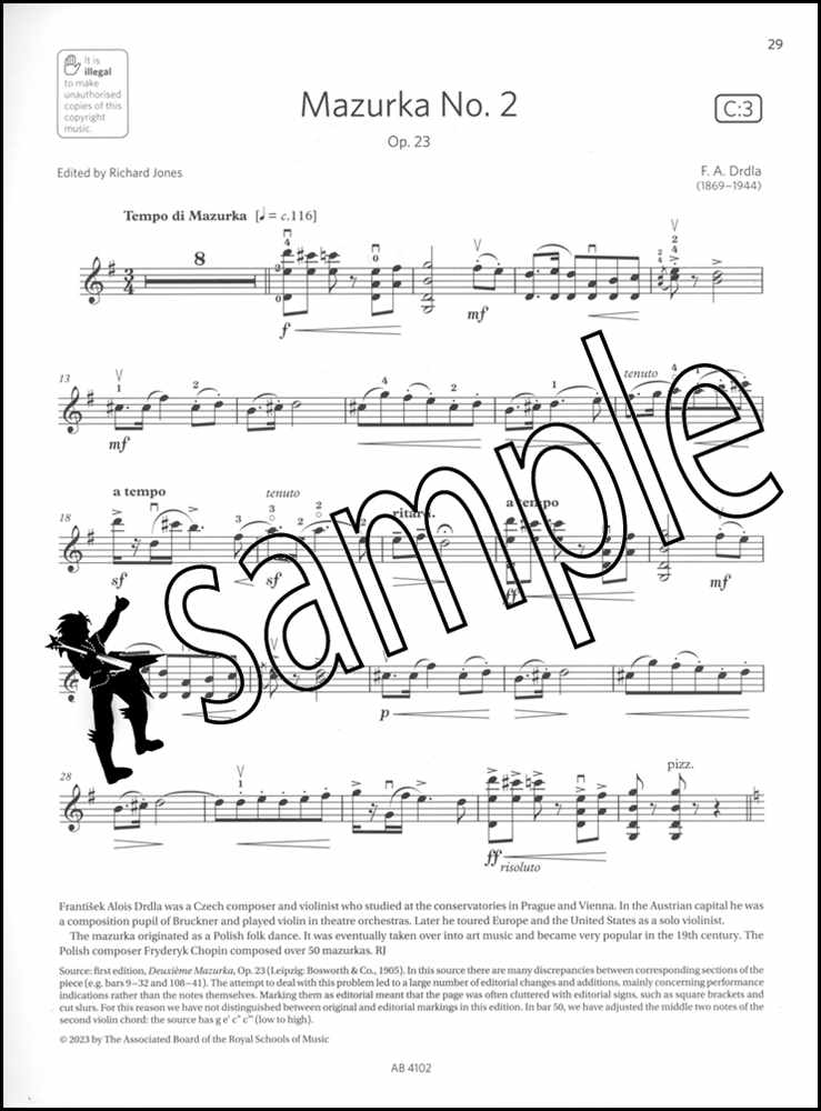 3rd sample page from ABRSM Violin Exam Pieces Grade 8 from 2024 (Violin/Piano)