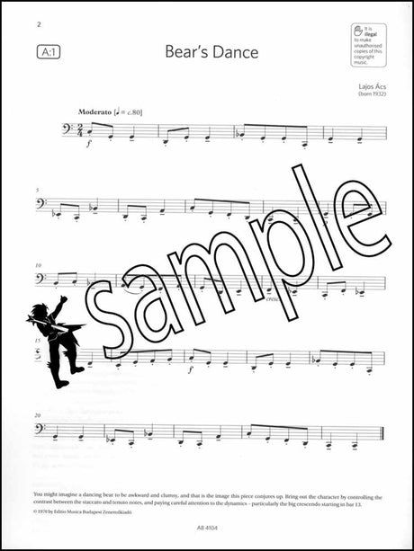 1st sample page from ABRSM Cello Exam Pieces Grade 1 from 2024 Cello & Piano