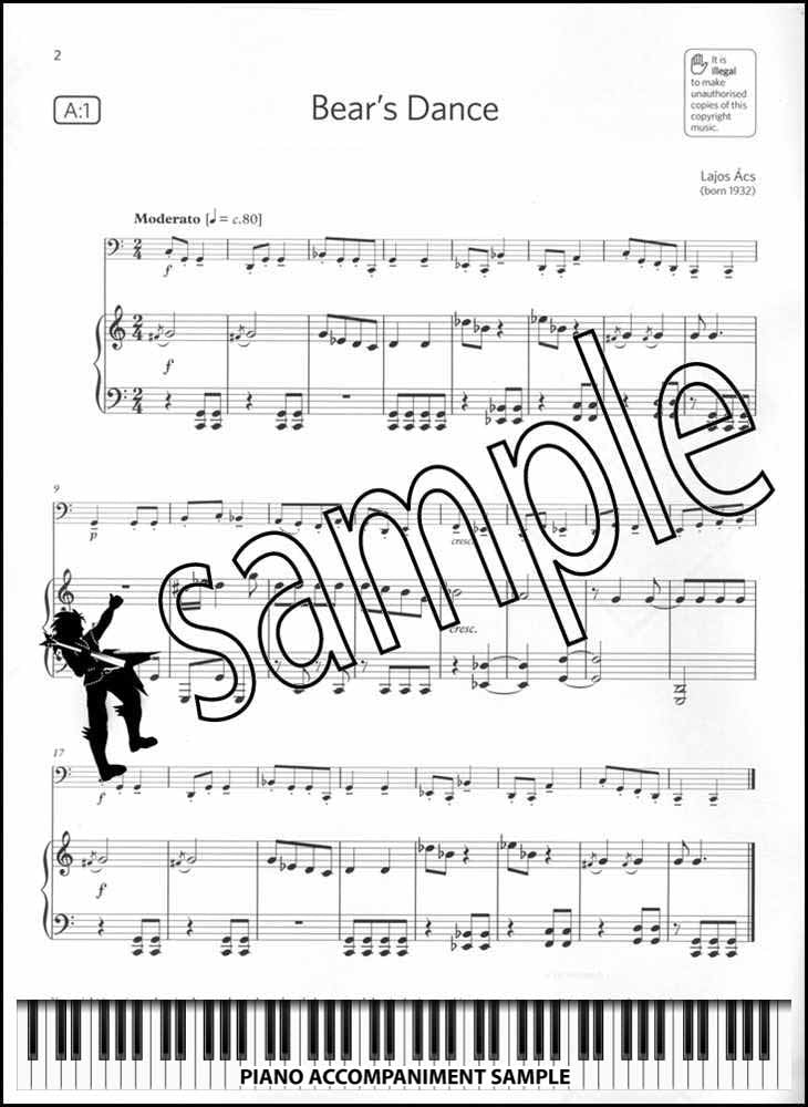 piano accompaniment sample page from ABRSM Cello Exam Pieces Grade 1 from 2024 Cello & Piano