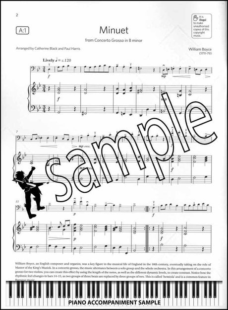 piano accompaniment sample page from ABRSM Cello Exam Pieces Grade 4 from 2024 Cello & Piano