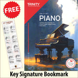 front cover of Trinity College London Piano Initial Grade from 2023 together with free Piano Clef bookmark