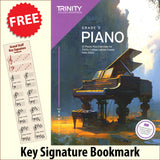 front cover of Trinity College London Piano Grade 3 from 2023 together with free Piano Clef bookmark