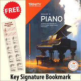 front cover of Trinity College London Piano Grade 4 from 2023 together with free Piano Clef bookmark