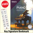 front cover of Trinity College London Piano Grade 8 from 2023 together with free Piano Clef bookmark