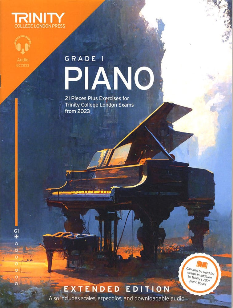 front cover of Trinity College London Piano Grade 1 from 2023 EXTENDED EDITION