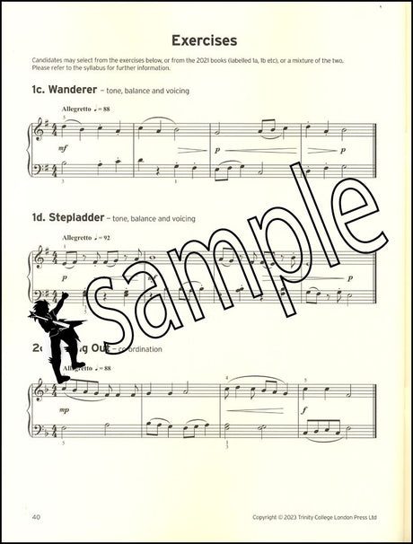 3rd sample page from Trinity College London Piano Grade 1 from 2023 EXTENDED EDITION