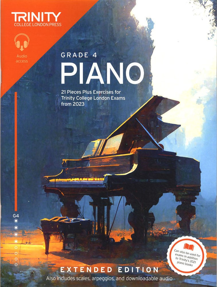 front cover of Trinity College London Piano Grade 4 from 2023 EXTENDED EDITION