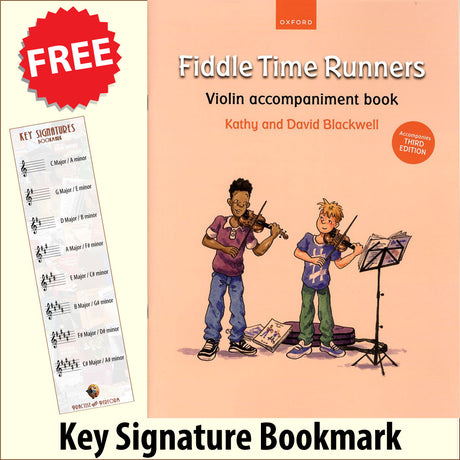 front cover of Fiddle Time Runners Violin Accompaniment together with free Treble Clef bookmark