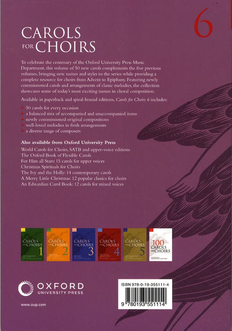 back cover of Carols for Choirs Book 6