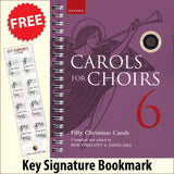 front cover of Carols for Choirs Book 6 Spiral Bound together with free Grand Staff bookmark