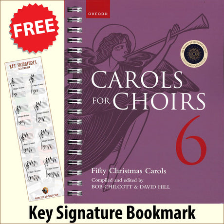 front cover of Carols for Choirs Book 6 Spiral Bound together with free Grand Staff bookmark