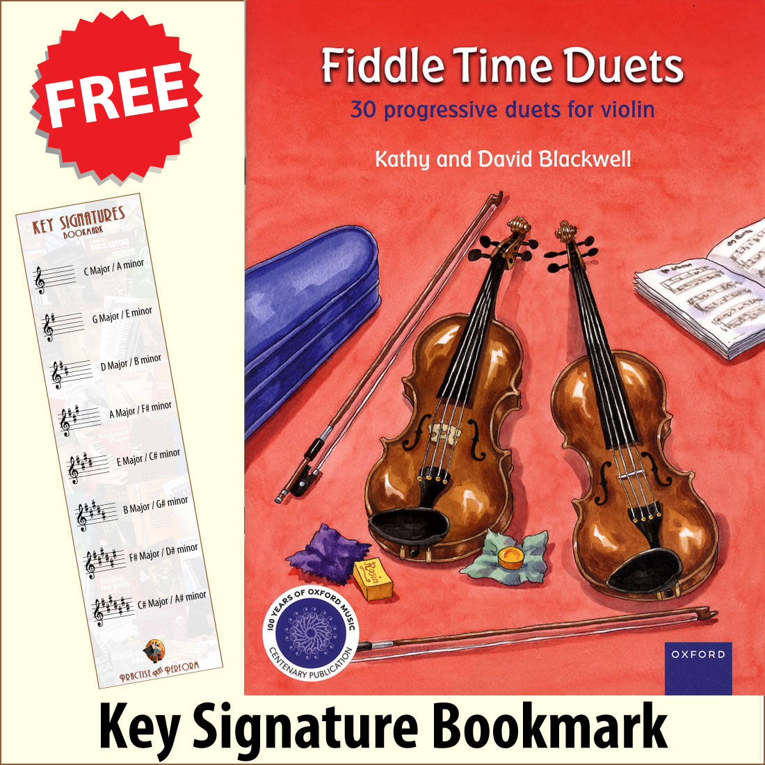 front cover of Fiddle Time Duets together with free Treble Clef bookmark