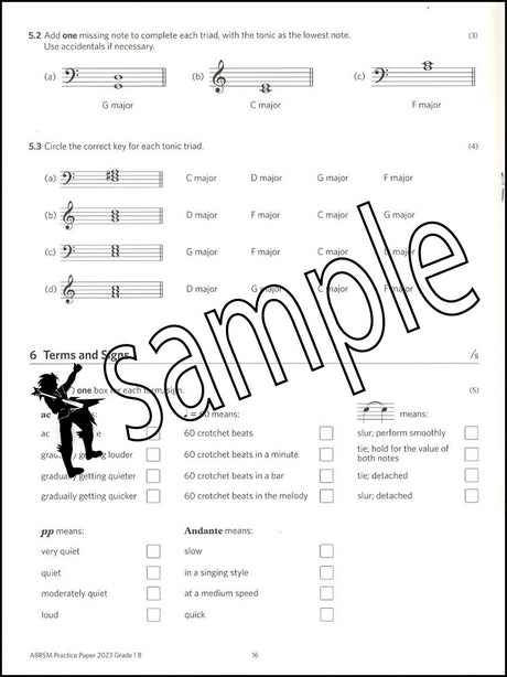 2nd sample page from ABRSM Music Theory Practice Papers 2023 Grade 1