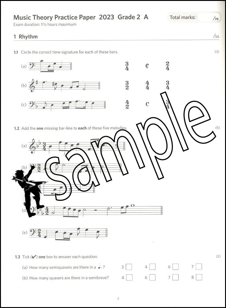 1st sample page from ABRSM Music Theory Practice Papers 2023 Grade 2