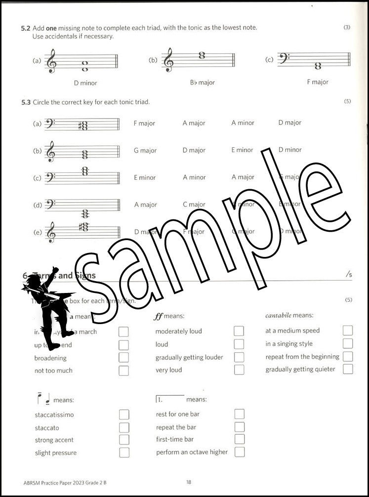 2nd sample page from ABRSM Music Theory Practice Papers 2023 Grade 2