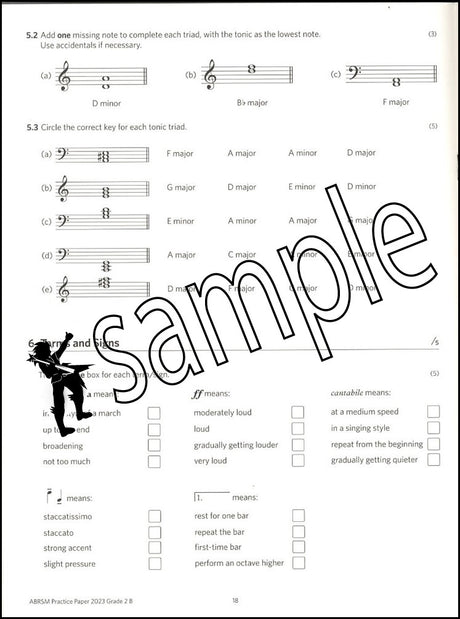 2nd sample page from ABRSM Music Theory Practice Papers 2023 Grade 2