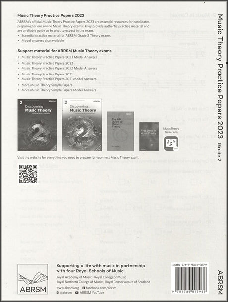 back cover of ABRSM Music Theory Practice Papers 2023 Grade 2