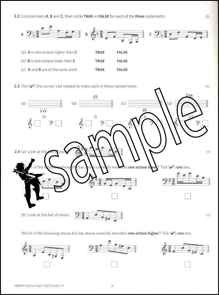 1st sample page from ABRSM Music Theory Practice Papers 2023 Grade 3