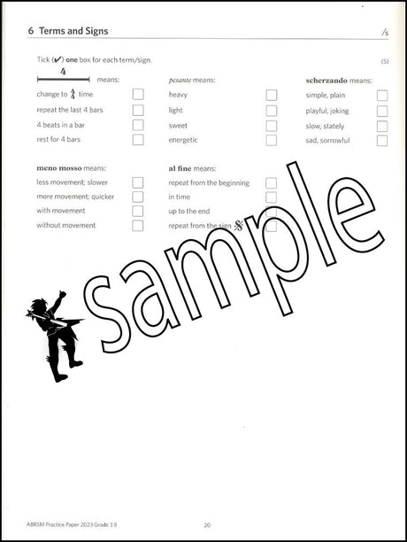 2nd sample page from ABRSM Music Theory Practice Papers 2023 Grade 3