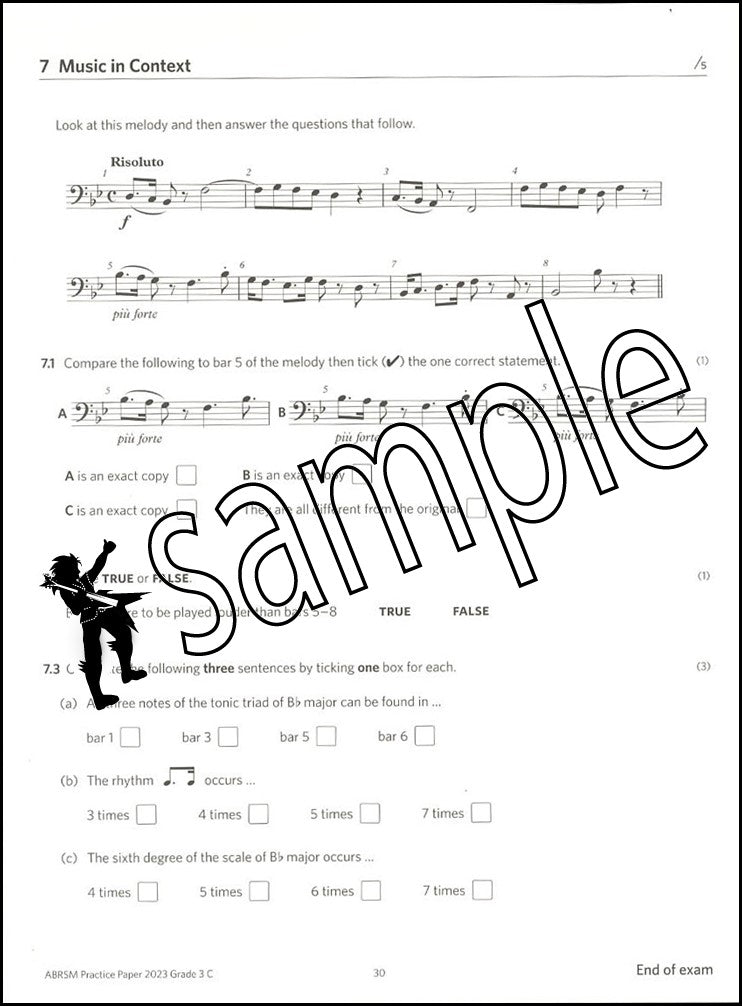 3rd sample page from ABRSM Music Theory Practice Papers 2023 Grade 3