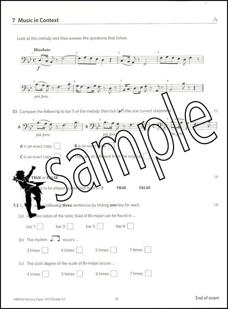 3rd sample page from ABRSM Music Theory Practice Papers 2023 Grade 3