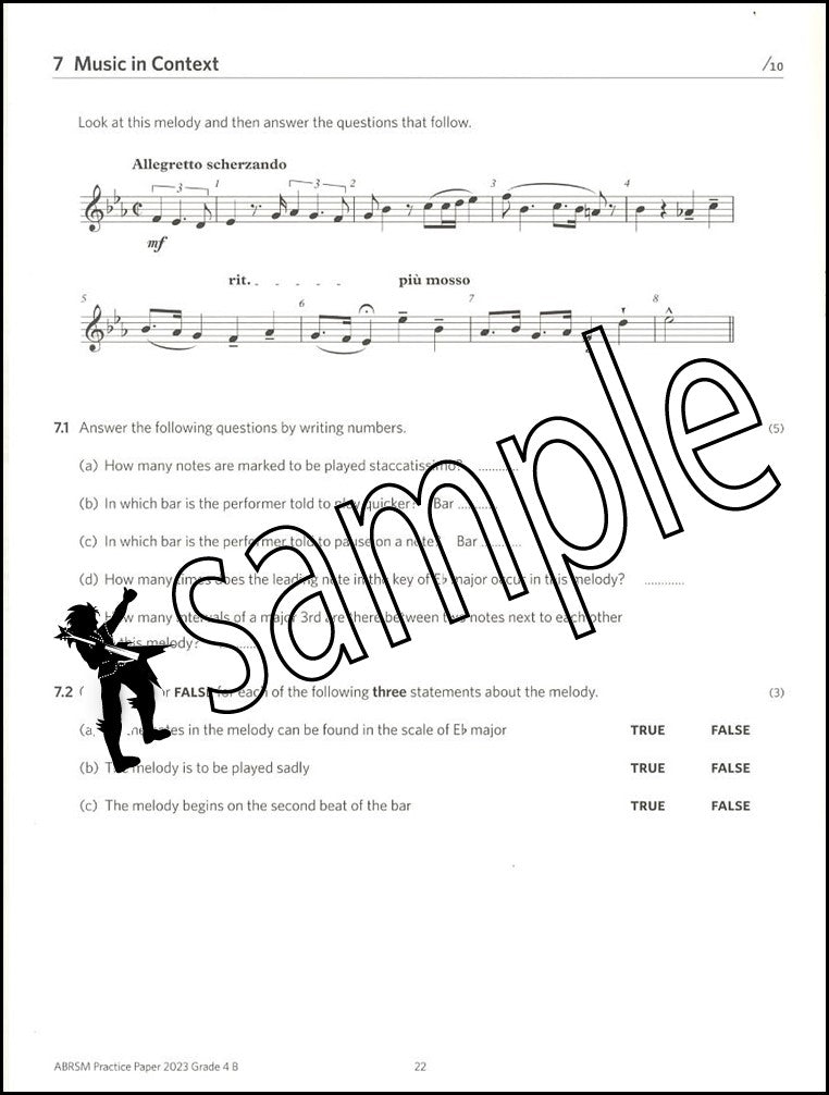 2nd sample page from ABRSM Music Theory Practice Papers 2023 Grade 4