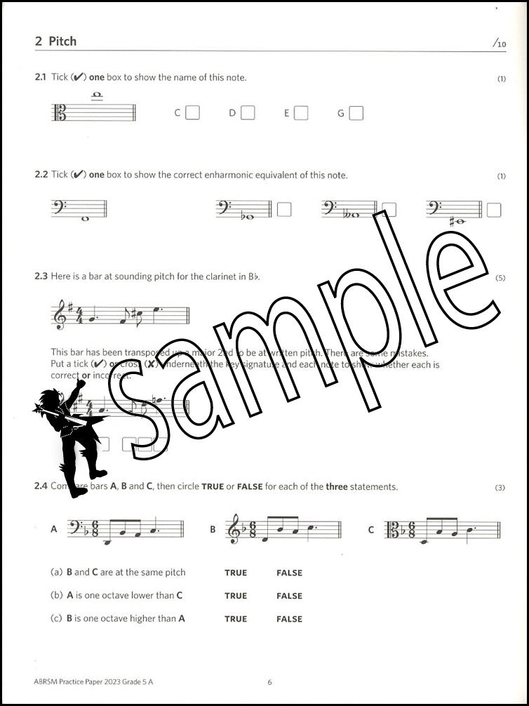 1st sample page from ABRSM Music Theory Practice Papers 2023 Grade 5