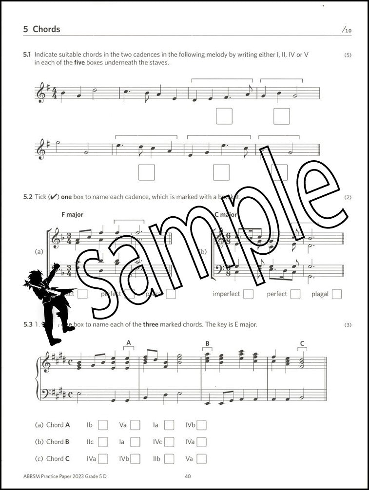 3rd sample page from ABRSM Music Theory Practice Papers 2023 Grade 5