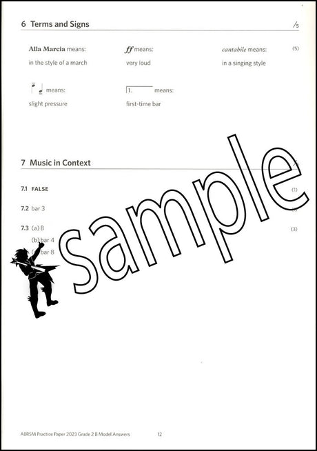 2nd sample page from ABRSM Music Theory Practice Papers 2023 Grade 2 MODEL ANSWERS