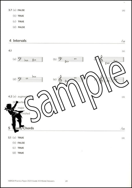 3rd sample page from ABRSM Music Theory Practice Papers 2023 Grade 4 MODEL ANSWERS