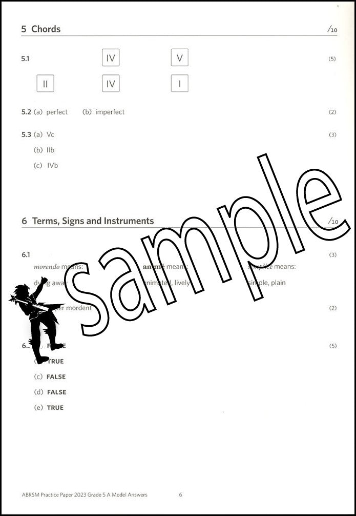 1st sample page from ABRSM Music Theory Practice Papers 2023 Grade 5 MODEL ANSWERS