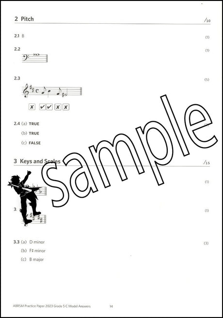 2nd sample page from ABRSM Music Theory Practice Papers 2023 Grade 5 MODEL ANSWERS