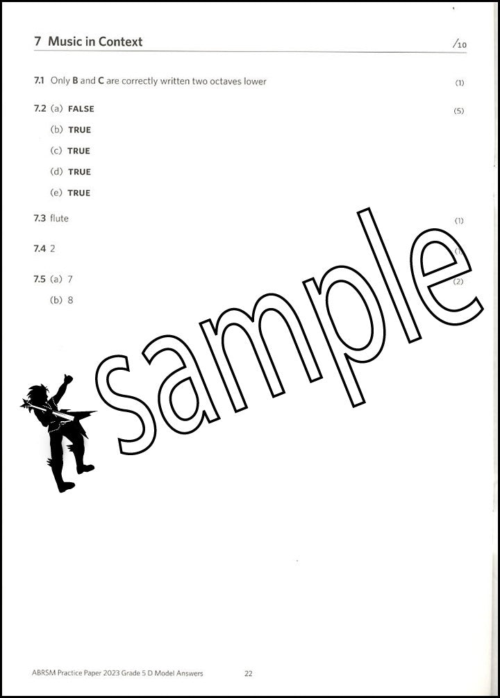 3rd sample page from ABRSM Music Theory Practice Papers 2023 Grade 5 MODEL ANSWERS